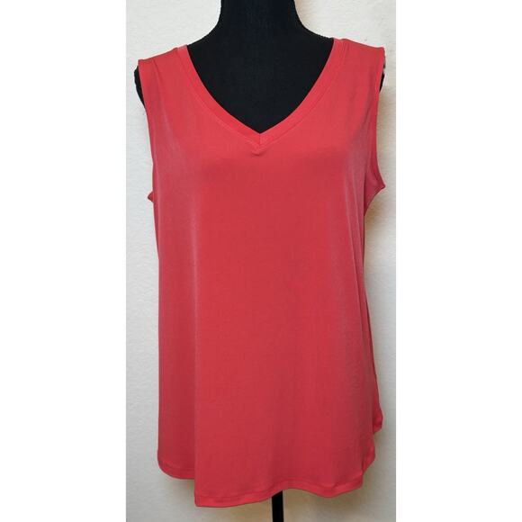 Susan Graver V-Neck Red Sleeveless Blouse Size MP - Picture 1 of 4